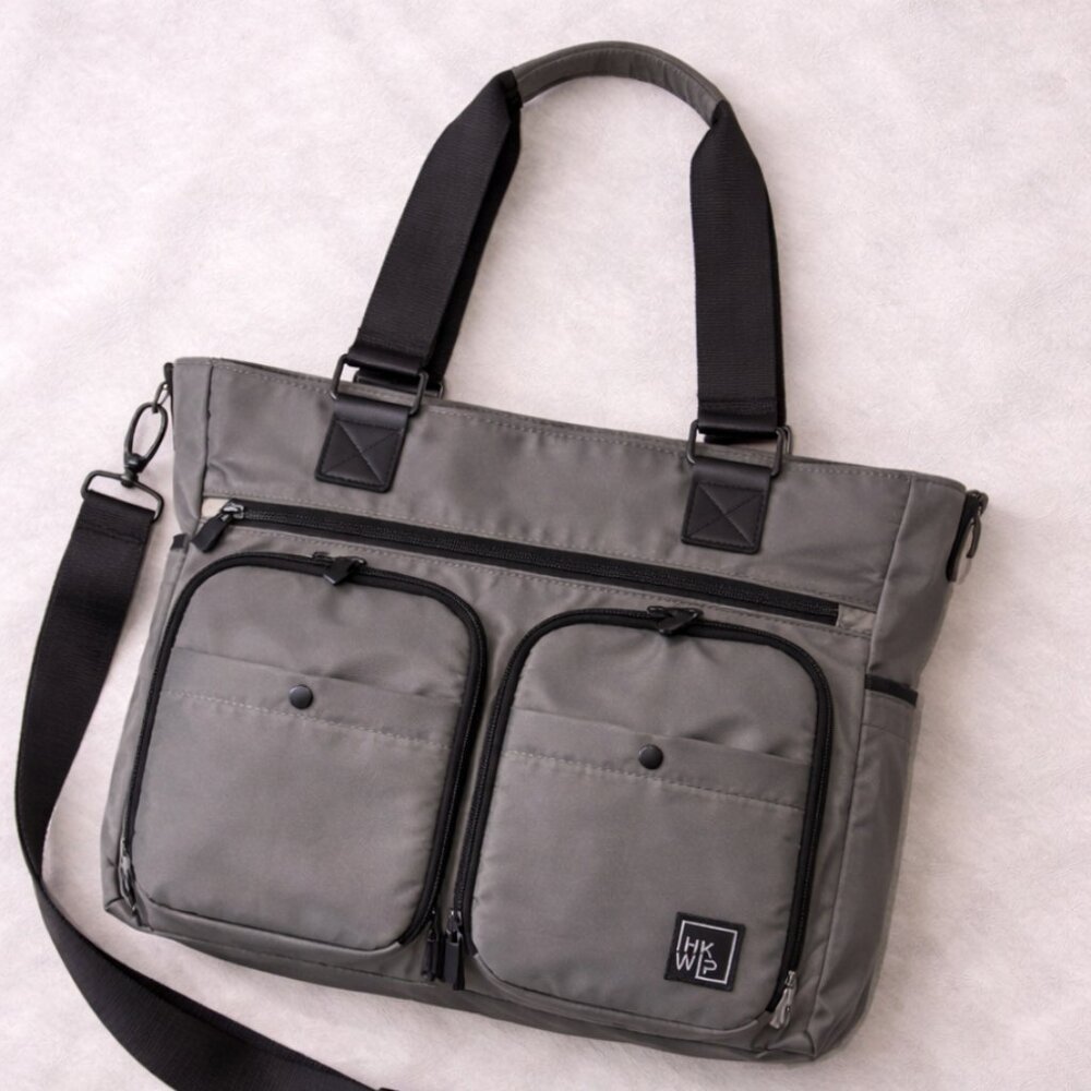 IHKWIP Gray Cargo Catchall Tote RFID Wallet Travel Work Bag